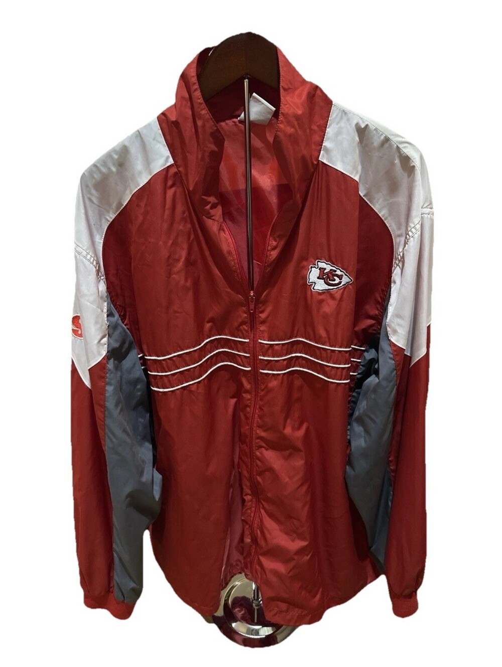 VTG Y2K 90s Kansas City Chiefs NFL Windbreaker Jacket XL Red Full Zip Colorblock